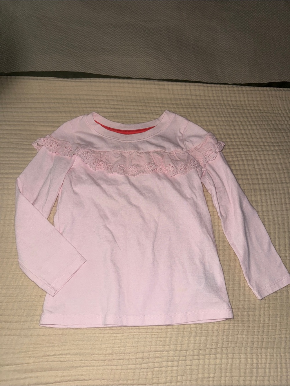 Cat & Jack Light Pink Long-Sleeve Ruffle Eyelet Top